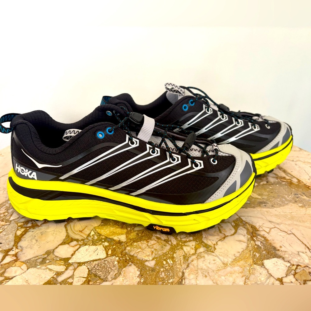 Hoka Mafate Three2 Neon Yellow Black White Running Training Sneaker US M 7 NEW